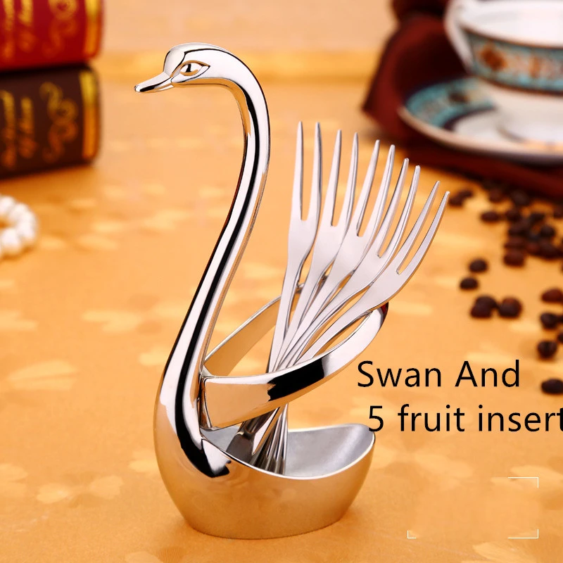 Creative zinc alloy swan dessert fork spoon