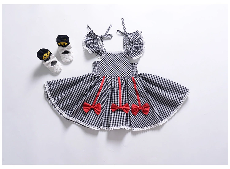Kaka Ins European And American Foreign Trade Summer Female Treasure Middle And Small Children'S Plaid Halter Western Style Bow Princess Dress Kaka INS European and American foreign trade summer female
