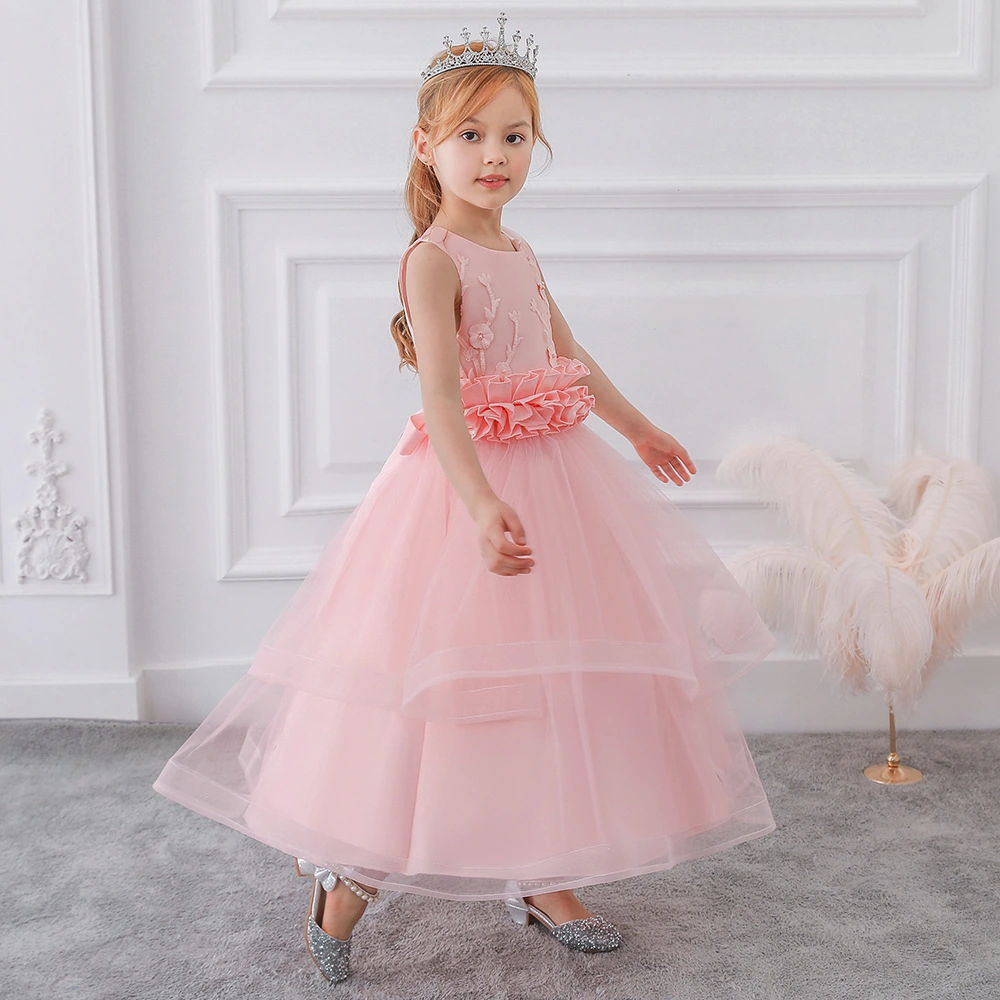 Children's Wedding Dress With Embroidered Pleated Skirt