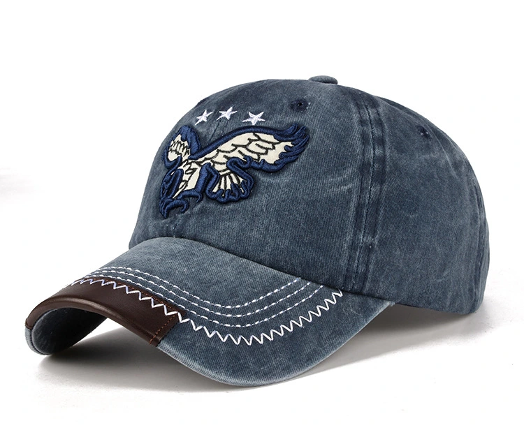 Vintage Washed Cowboy Baseball Cap Casual Embroidered Curvetail Cap