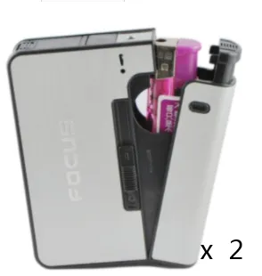 2x Aluminum Alloy Flame Automatic Cigarette Case Variants