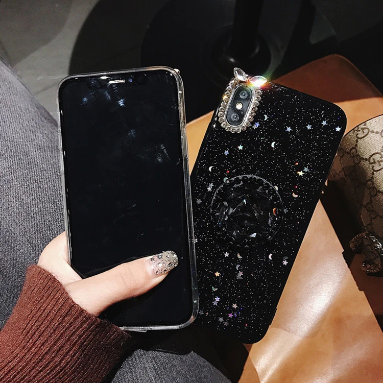 Compatible with Apple, Luxury Rhinestone Stand Glitter Sequin Epoxy iPhone Case