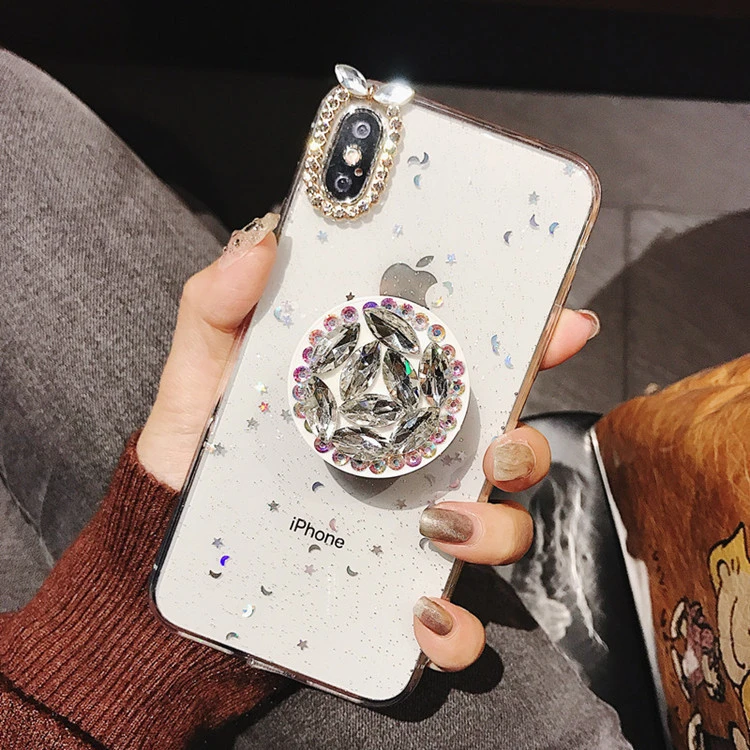 Compatible with Apple, Luxury Rhinestone Stand Glitter Sequin Epoxy iPhone Case