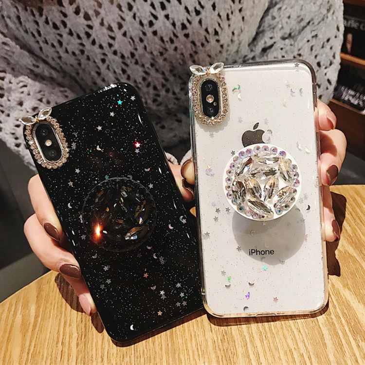 Compatible with Apple, Luxury Rhinestone Stand Glitter Sequin Epoxy iPhone Case