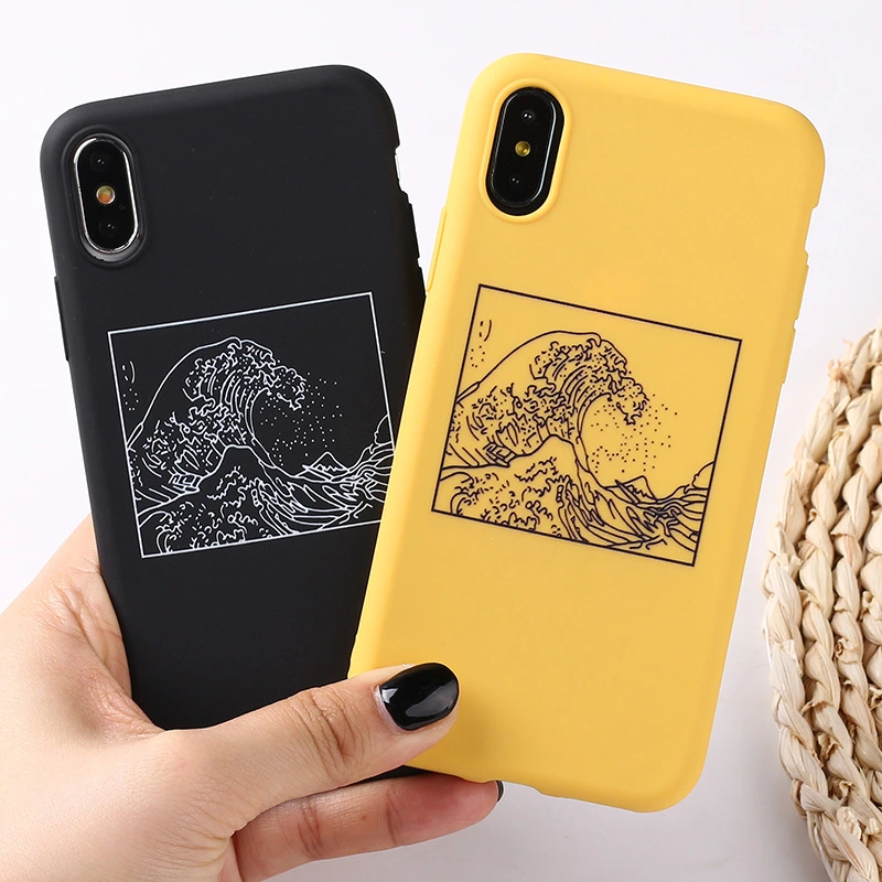 Mobile Phone Shell Simple Ocean Wave TPU Soft Shell Protective Cover For Men And Women Creative