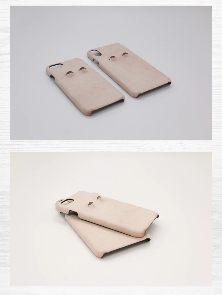 Handmade Leather Phone Case With Pink Eyes