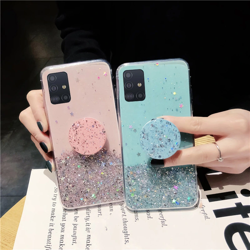 Samsung S20 Mobile Phone Case Star Glitter Silver Foil
