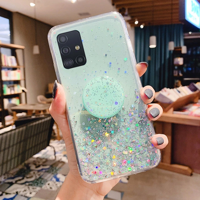 Samsung S20 Mobile Phone Case Star Glitter Silver Foil