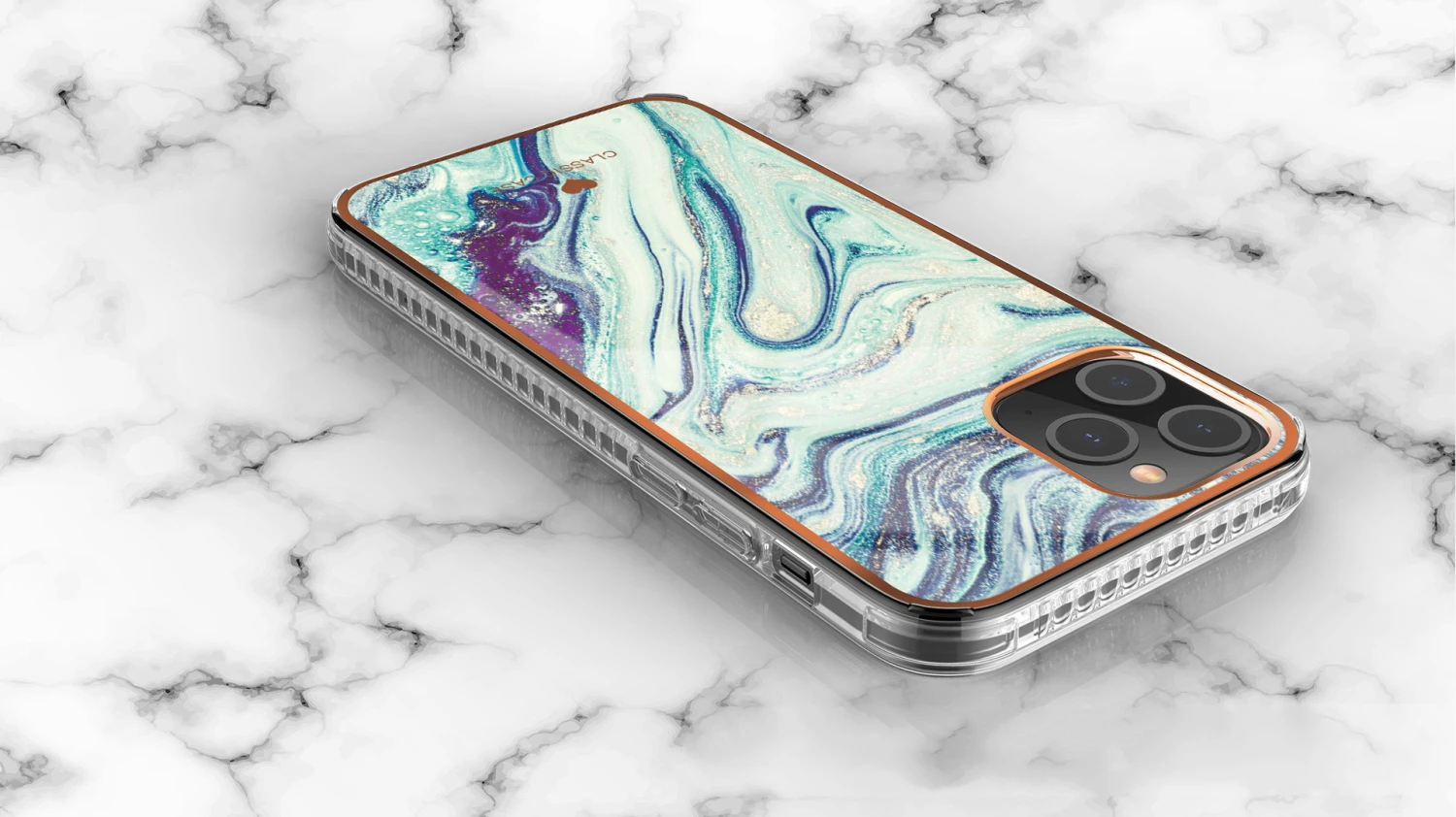 IMD Love Electroplating Watercolor Marble Pattern Mobile Phone Case