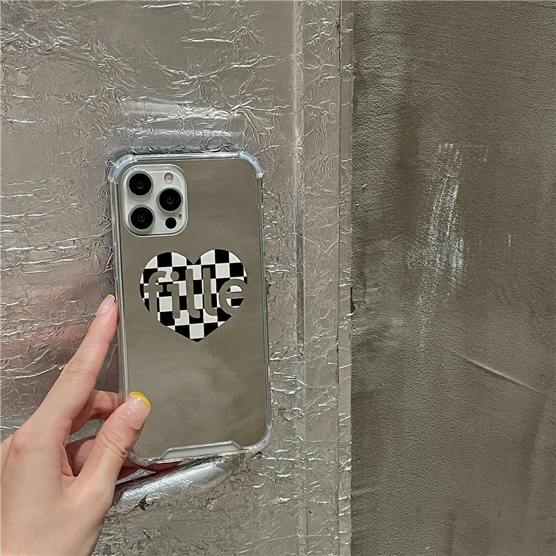 Black And White Plaid Love Phone Case