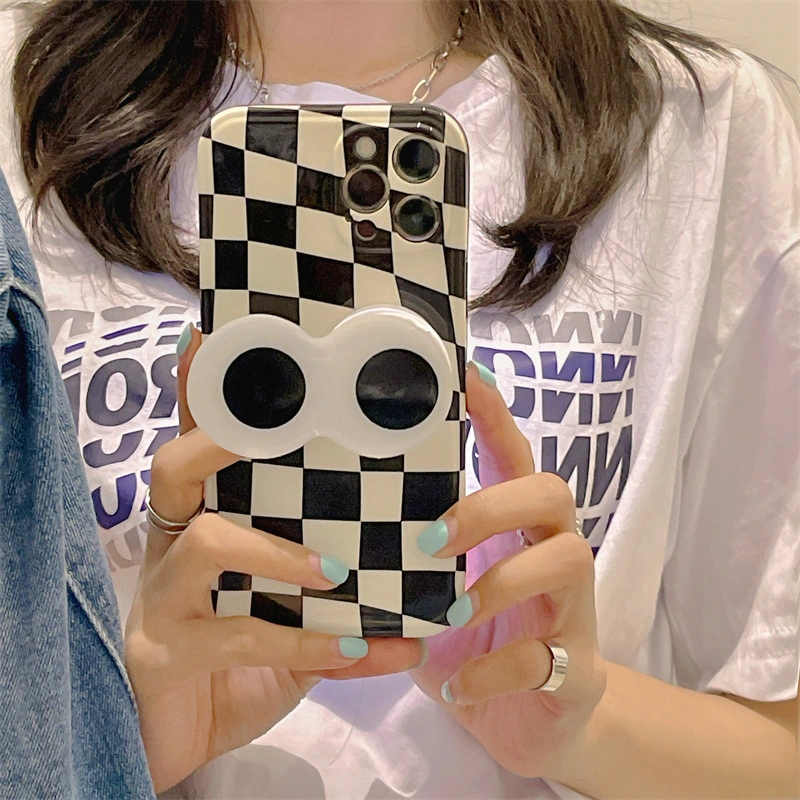 Black And White Chessboard Big Eye Bracket Phone Case