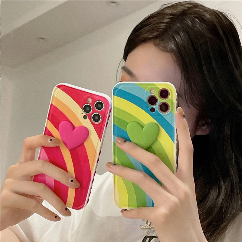 Gradient Three-dimensional Love Phone Case