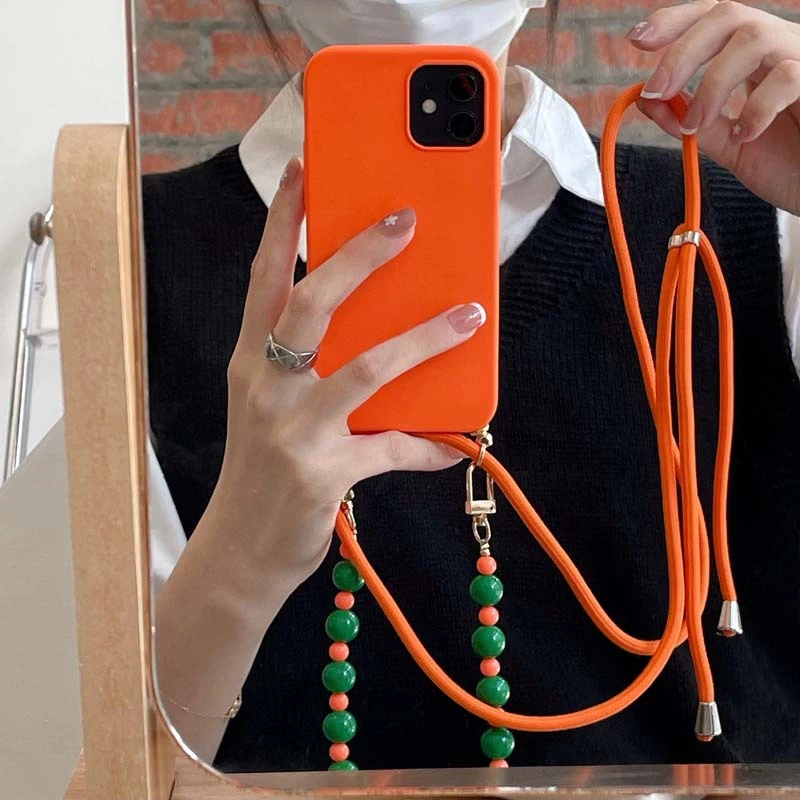 Hand-held Frosted Phone Case With Diagonal Strap