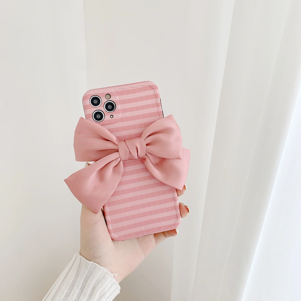 Ins Wind Striped Silk Bowknot Phone Case