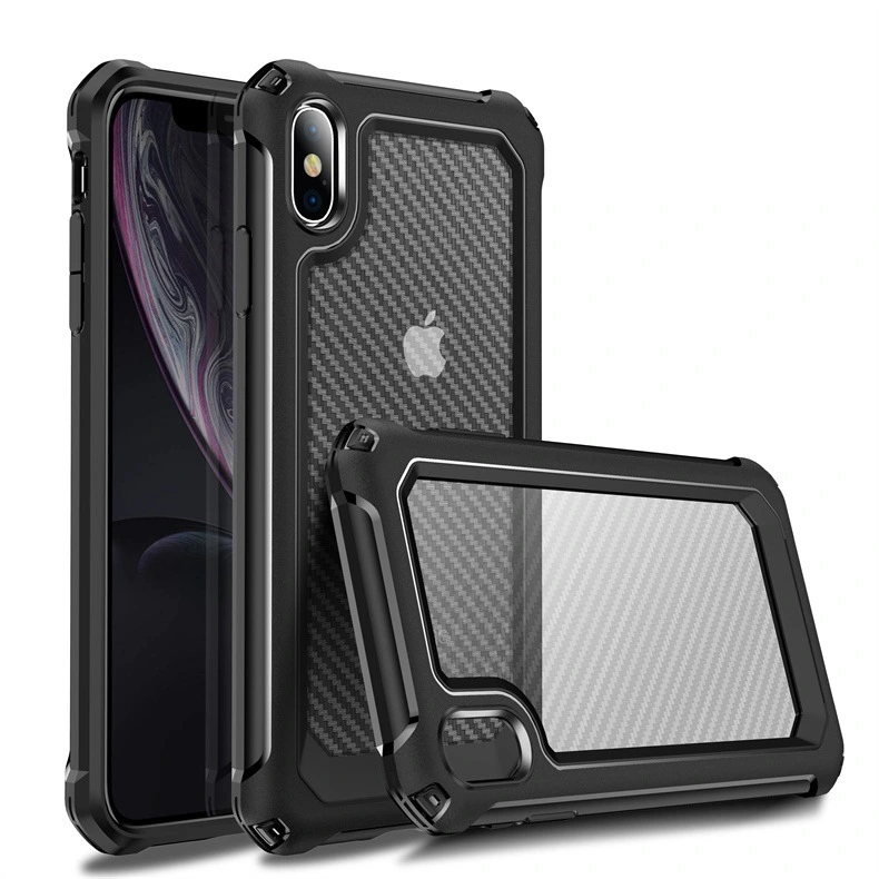 Carbon Fiber Transparent TPU PC Two-in-one Phone Case