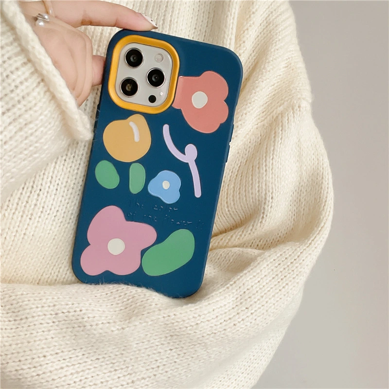 Blue Art Flower Silicone Phone Case