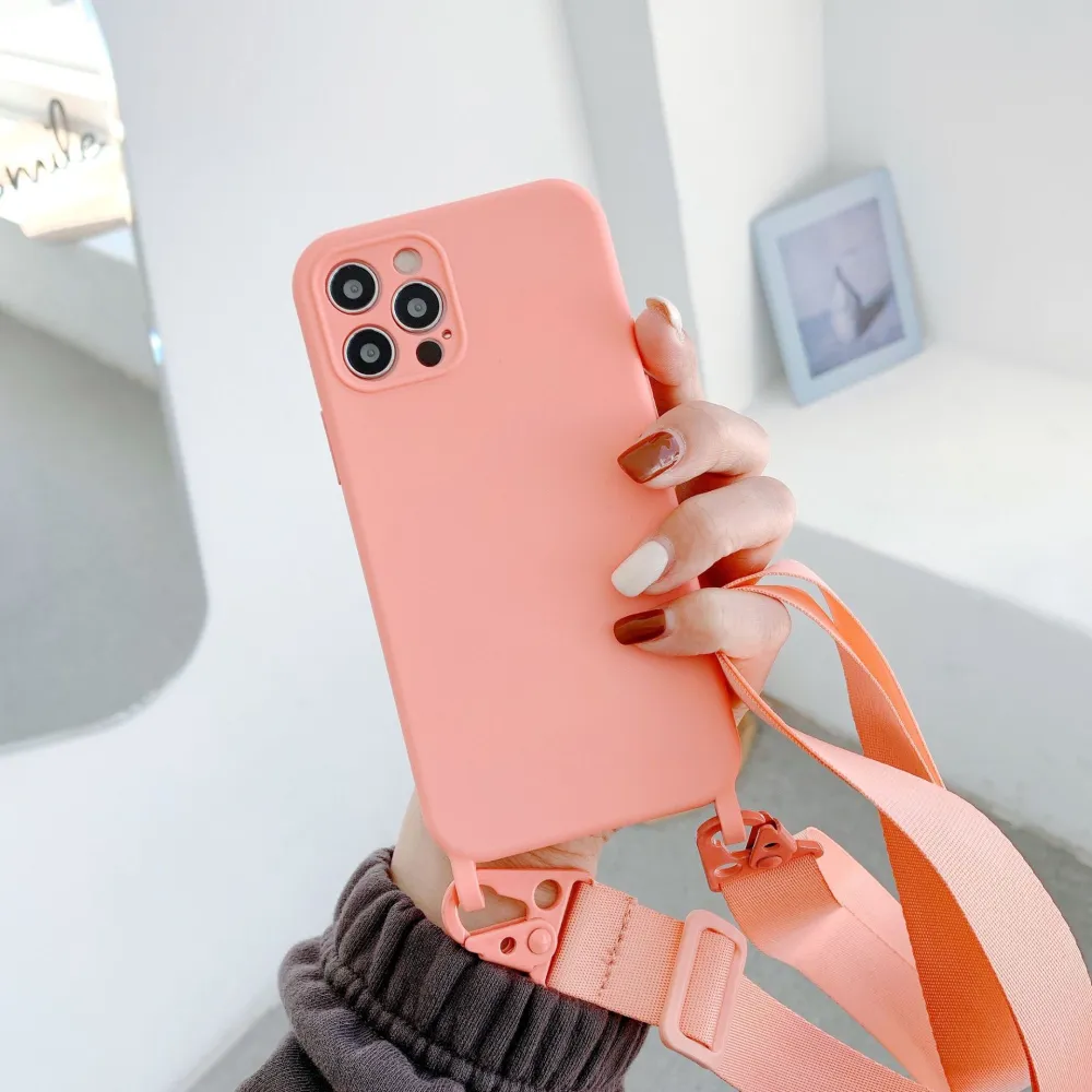 Liquid Silicone Messenger Lanyard Phone Case