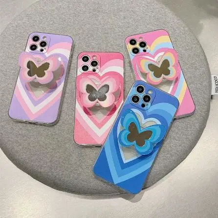 Color Butterfly Stand Silicone Phone Case