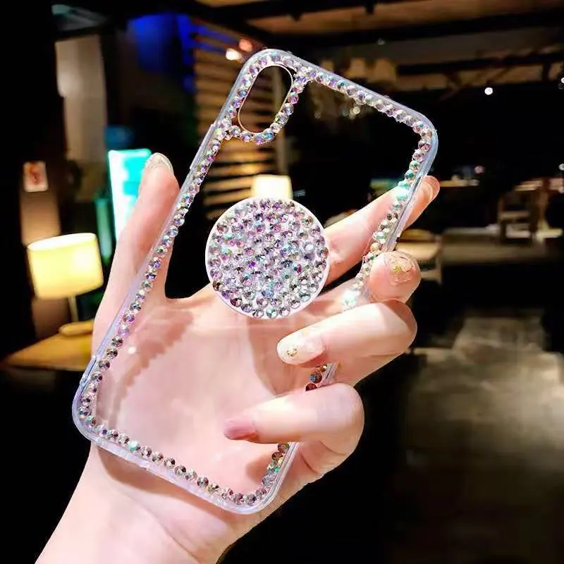 Silicone Transparent Rhinestone Phone Case