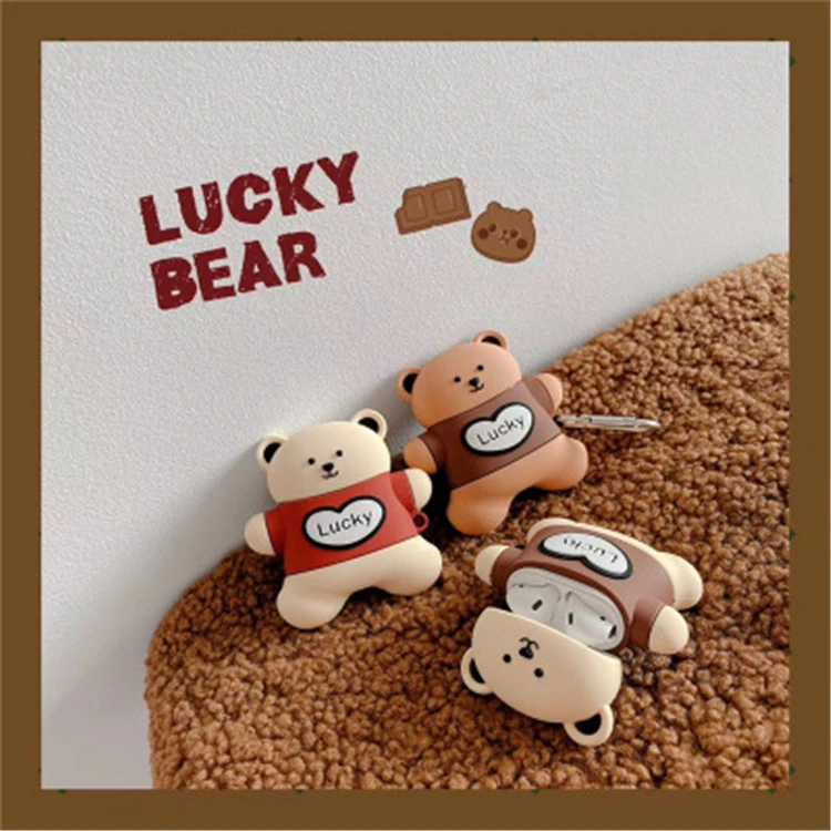 Compatible with Apple, Cute Lucky Bear Wireless Bluetooth Headset Protective Case