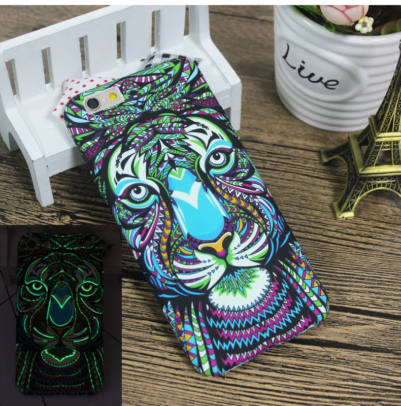 Compatible with Apple, Luminous water stickers painted animal pattern iPhone case