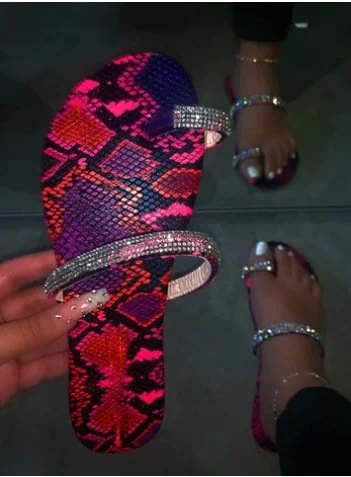 Summer Slippers Women Wish Stand-Alone New European And American Set Of Toe Rhinestone Large Size Flat Bottom Women's Slippers