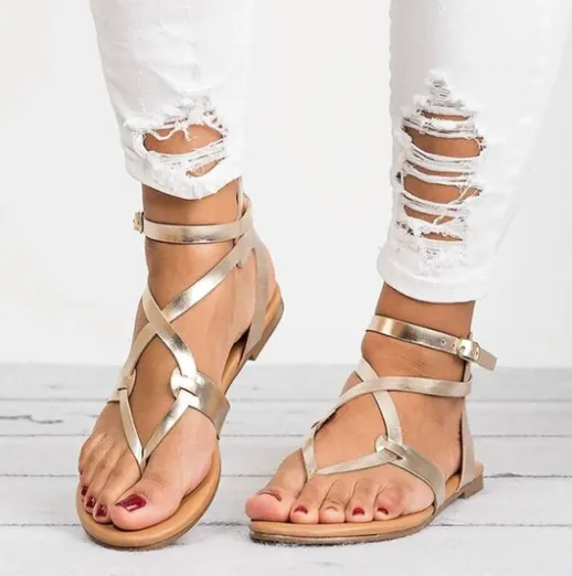 Lace-up Flip Flops Flat Sandals