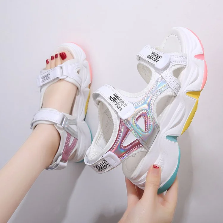 Sports Sandals Women's Thick Rainbow Bottom Fairy Style Roman Shoes
