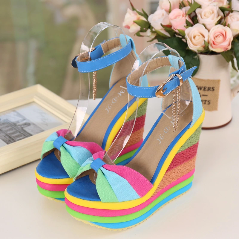 Wedge With Fish Mouth Rainbow Women's Shoes
