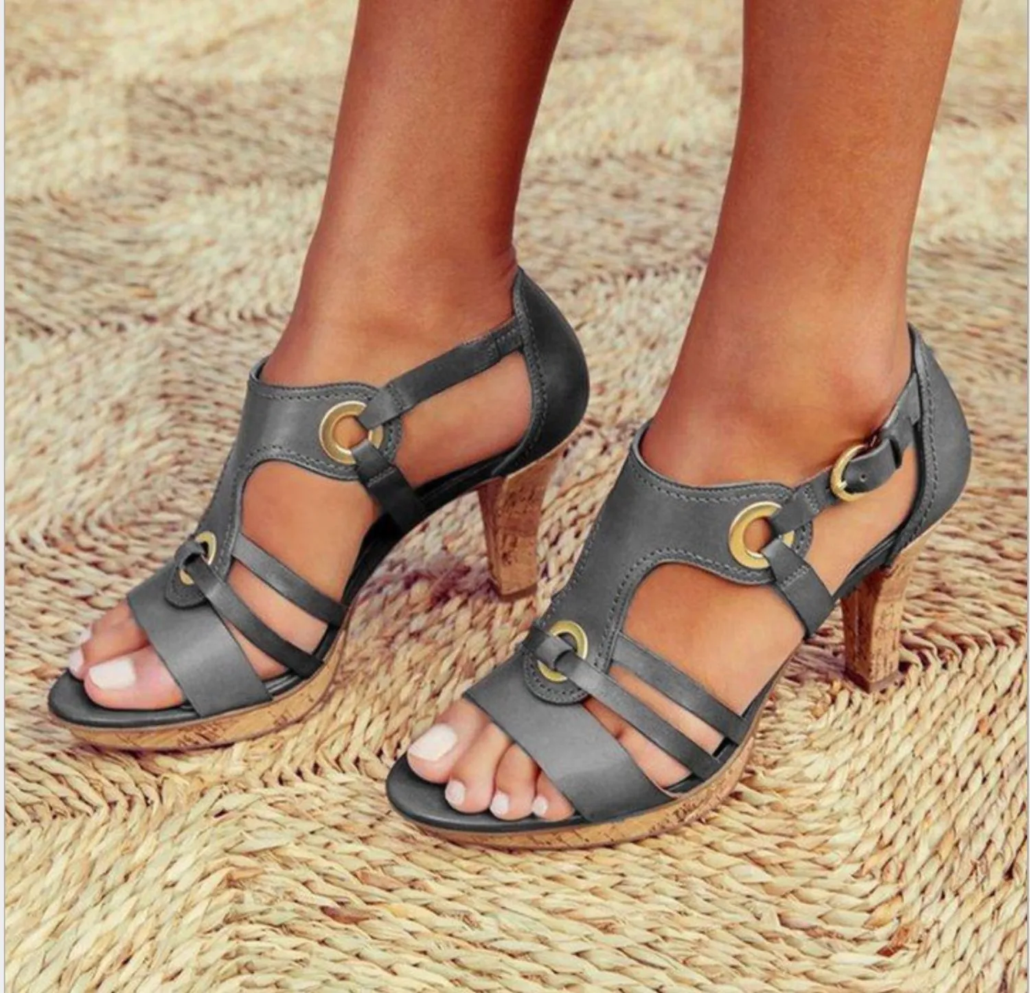 Solid Color Bag With Fish Mouth Women's Sandals