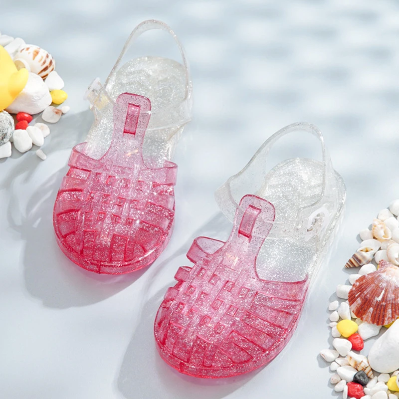 Children's Jelly Baotou Princess Shoes Soft Sole Hollow Color Matching Beach Summer