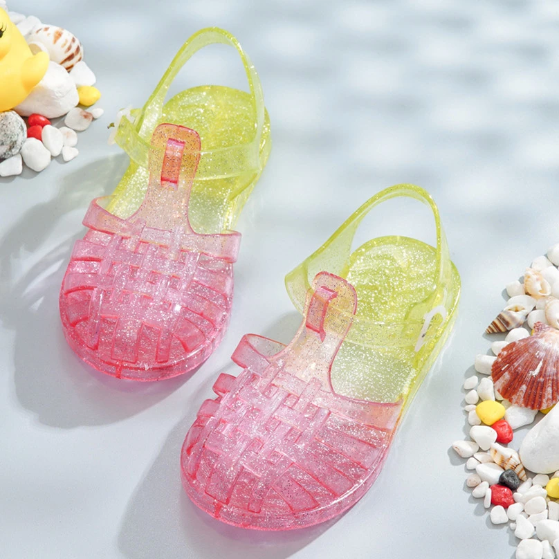 Children's Jelly Baotou Princess Shoes Soft Sole Hollow Color Matching Beach Summer