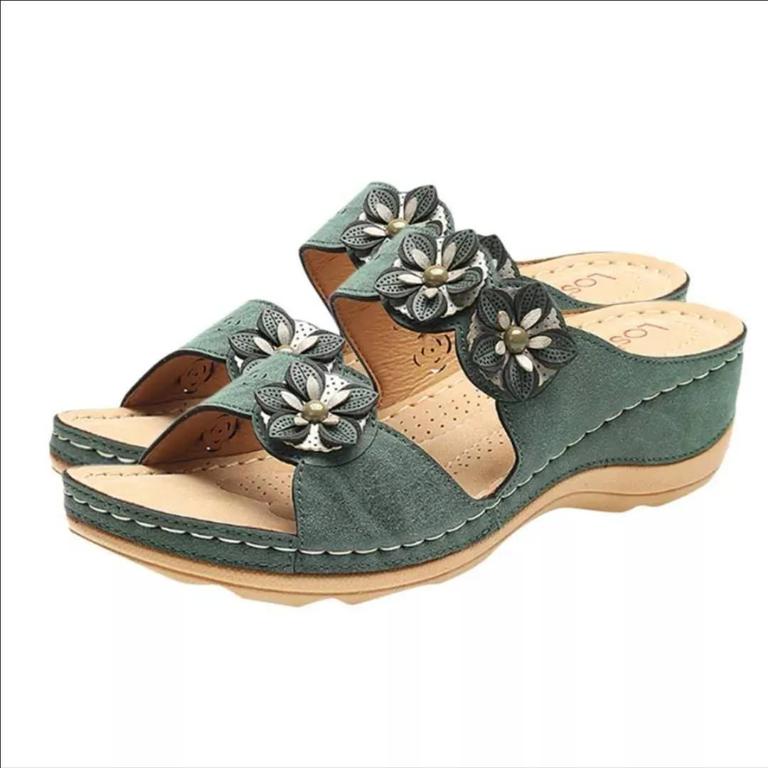 Flat round head wedge casual women's sandals