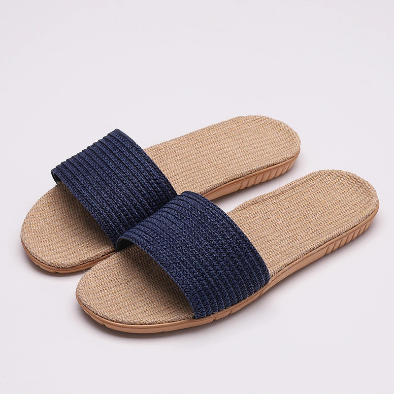 Solid color linen slippers non-slip sandals and slippers