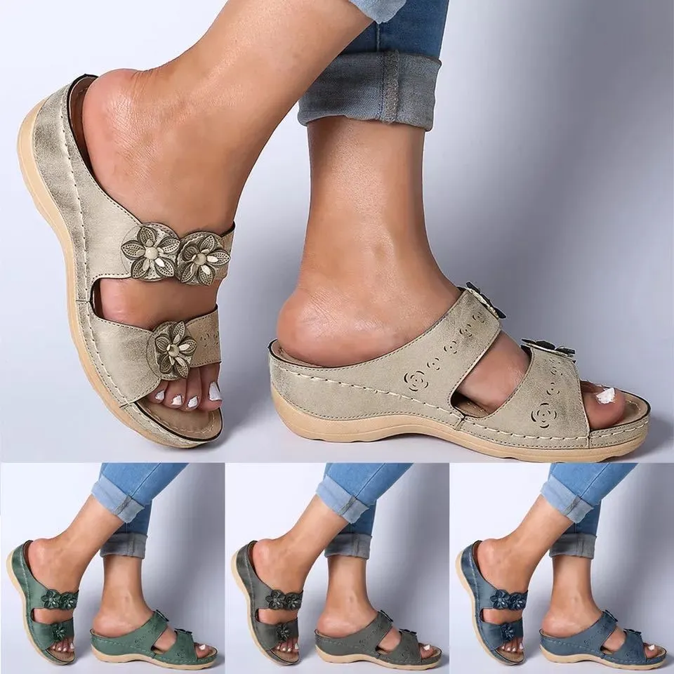 Handmade retro flower casual female sandals