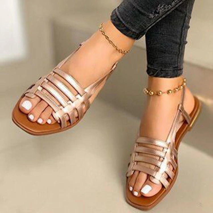 Flat round toe sandals