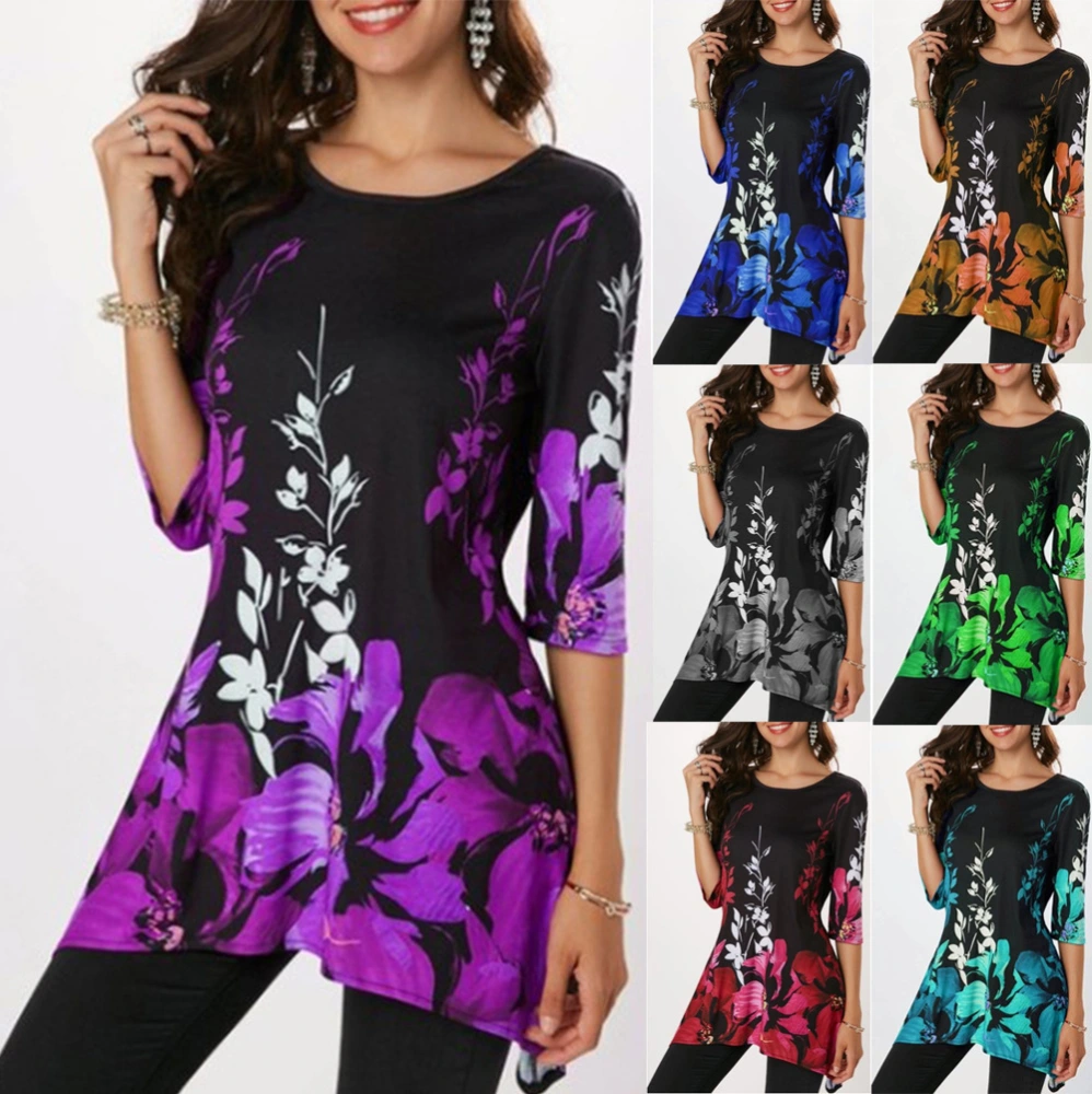 Half sleeve floral print casual T-shirt
