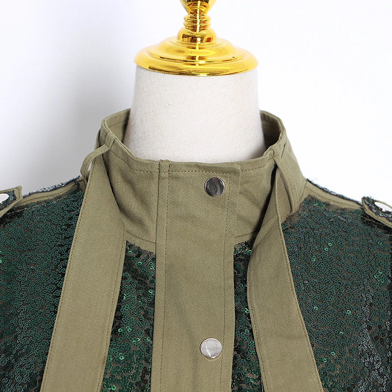 Fall New Fashion Symmetrical Pockets, Heavy-Duty Bodice, Sequined Hem Pumping