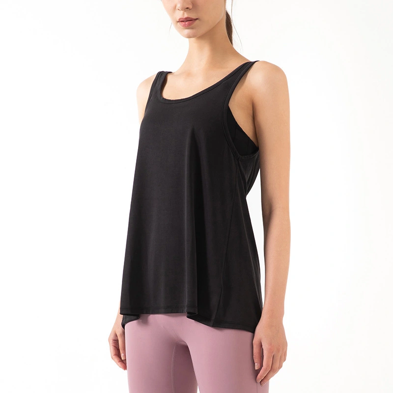 New Sleeveless Vest Sports Women Running Fitness Long Blouse Summer Fitness Beauty Back Loose Ds-60