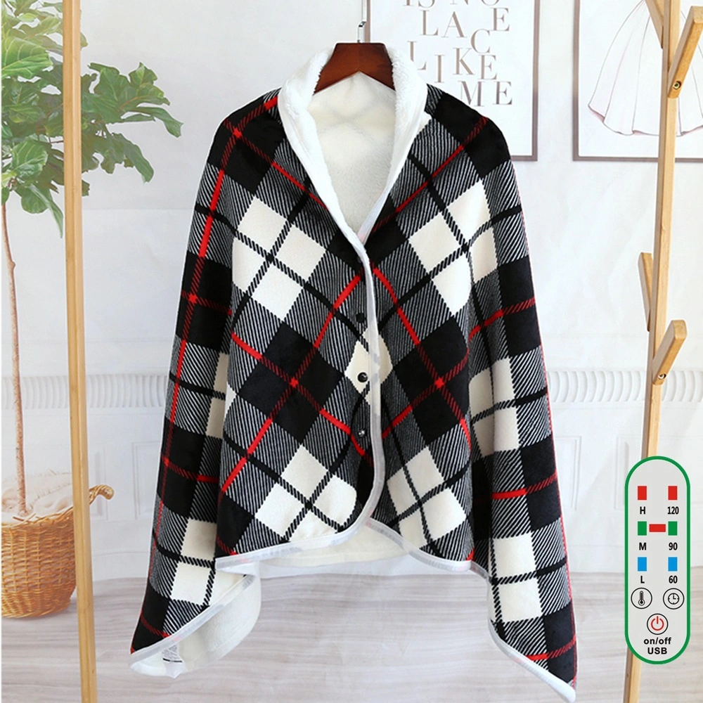 USB Heating Big Shawl USB Heating Red Grid Blanket USB Electric Heating Shawl