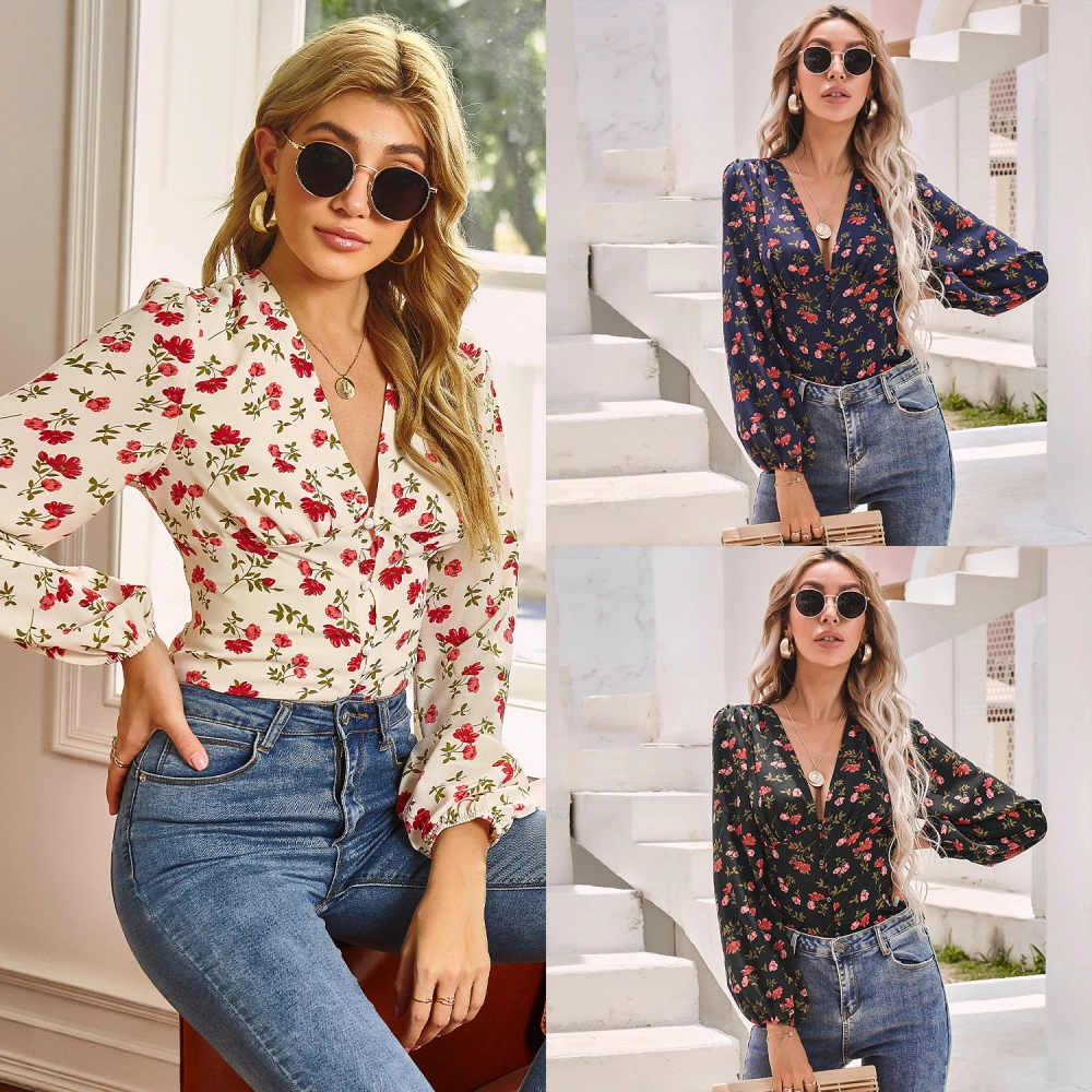 Wish AliExpress EBay Zinc Europe And America V-Neck Printed Slim Cardigan Long-sleeved Button Women's Top