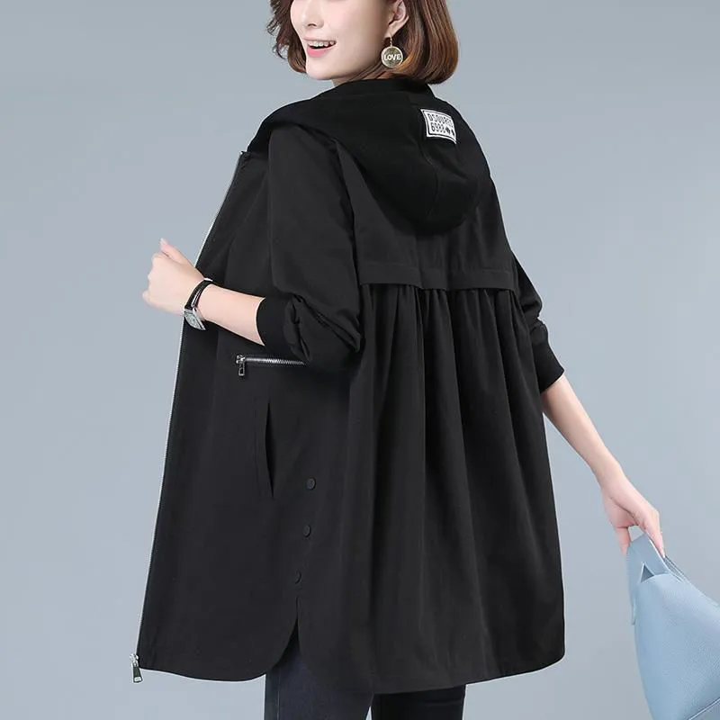 Women's All-match Hooded Loose Windbreaker Jacket