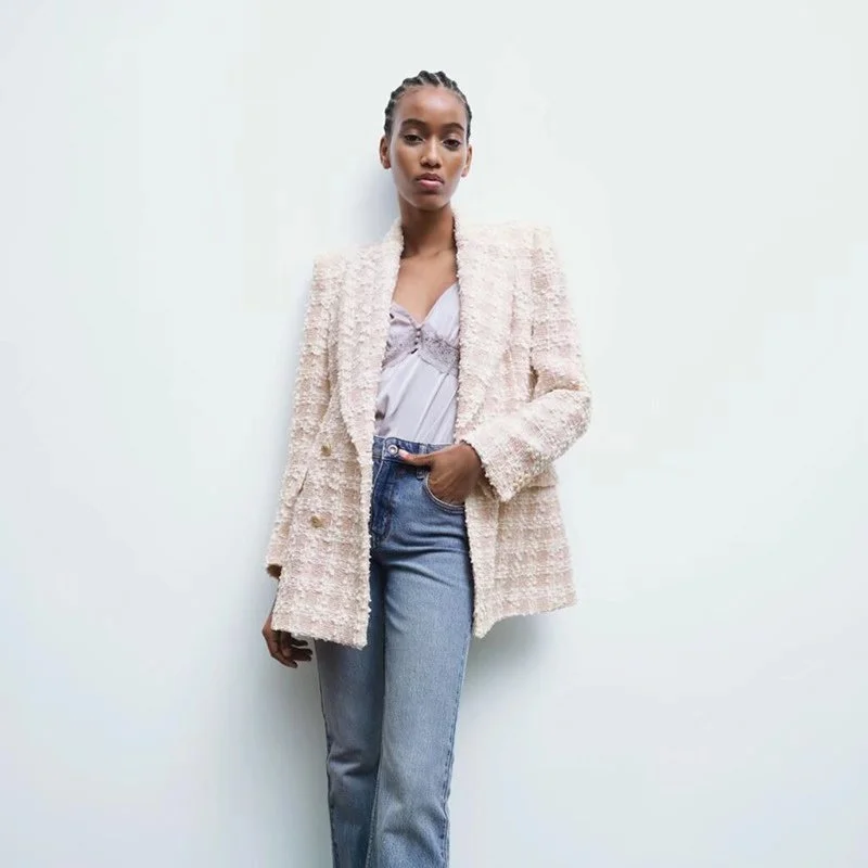 European And American Style New Plaid Women's Mid-length Slim And Thin Woolen Coat