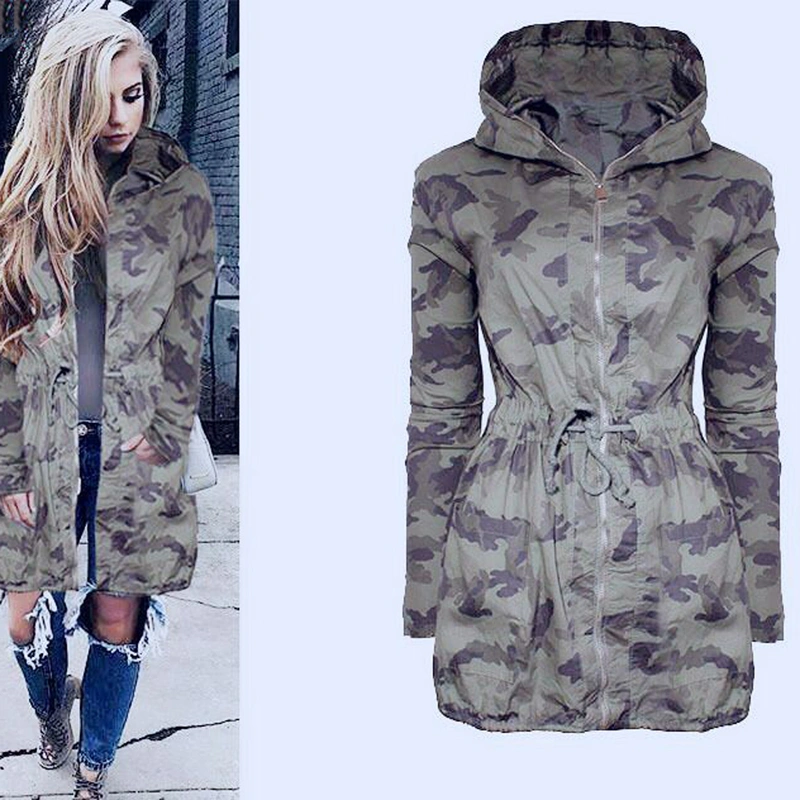 Camouflage Print Cardigan Hooded Jacket