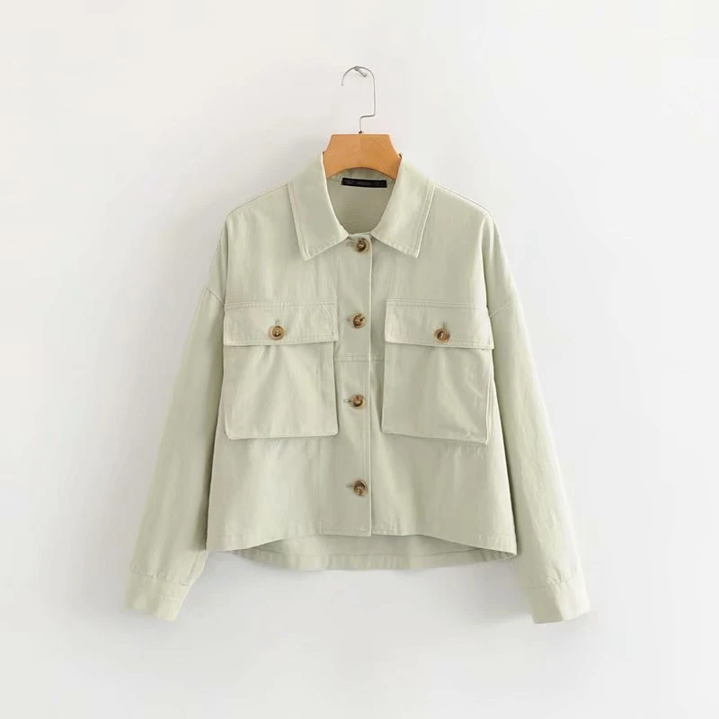 Lapel pocket women jacket coat