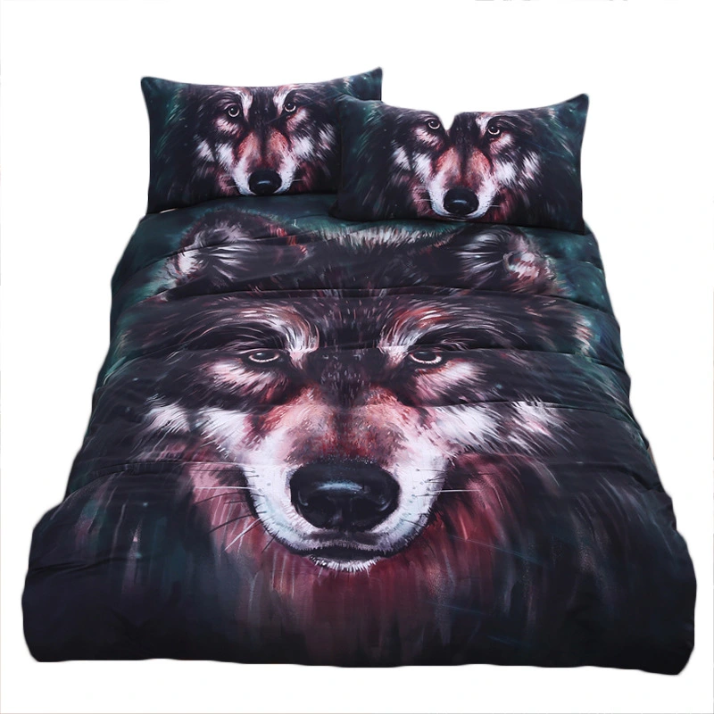 Four-piece oil painting wolf print home textile kit