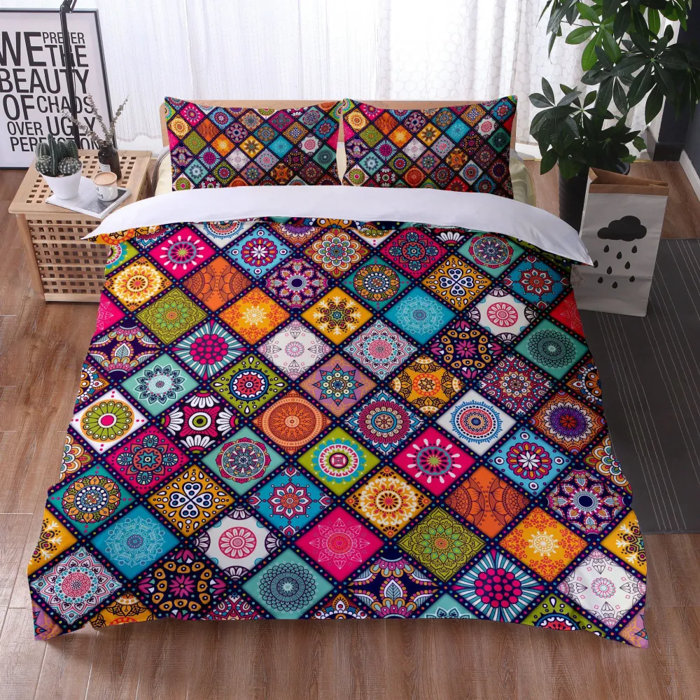 Mandala Bedding Quilt Cover Pillowcase Digital Printing Three-Piece Set  