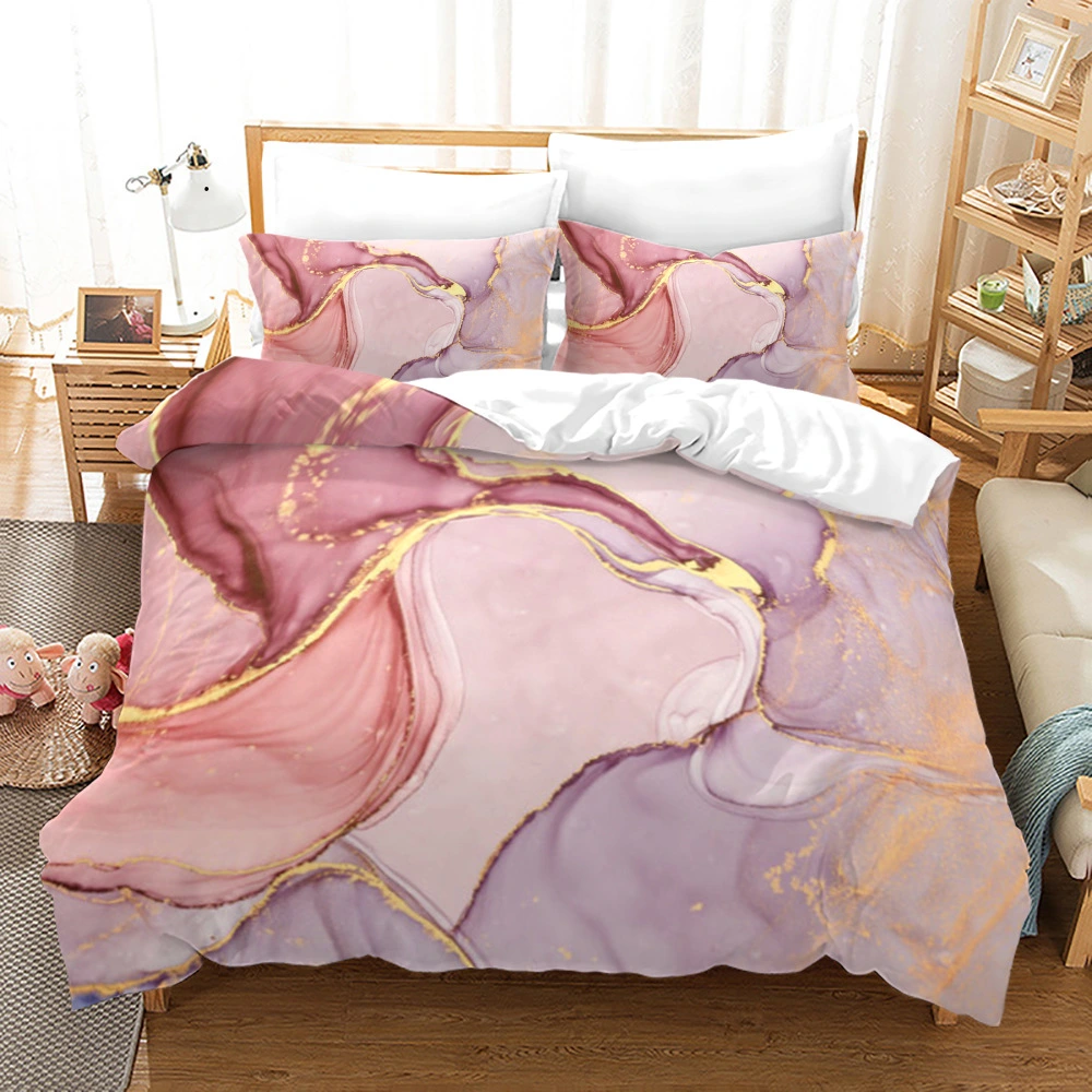 Marble Pattern Quilt Cover European And American Digital Printing Three-piece 3D