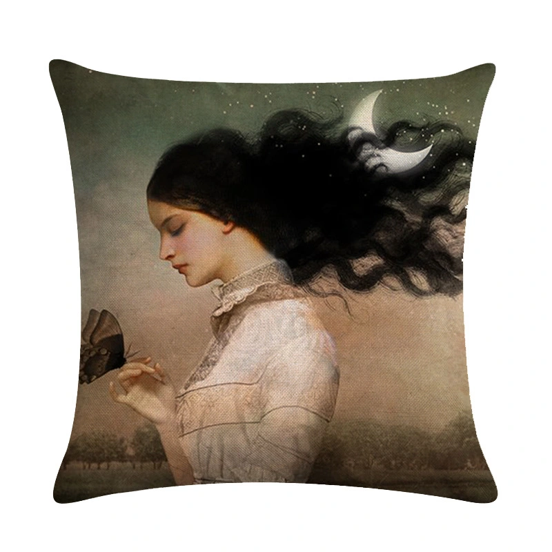 Fairy Tale Girl Series Linen Pillowcase Cushion Cover