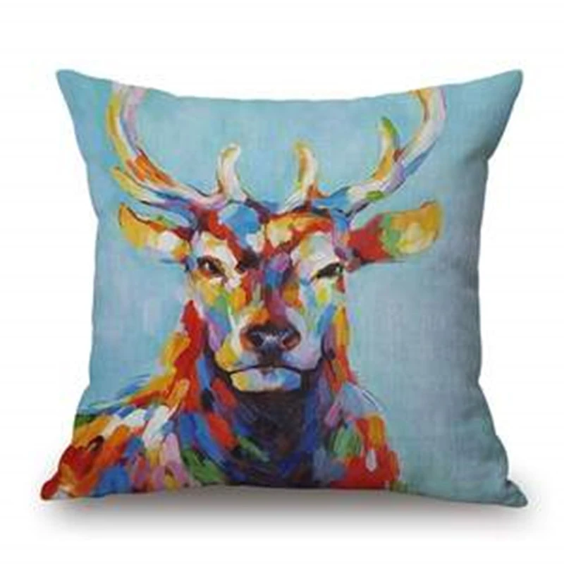 Oil Painting Animal Art Linen Pillowcase